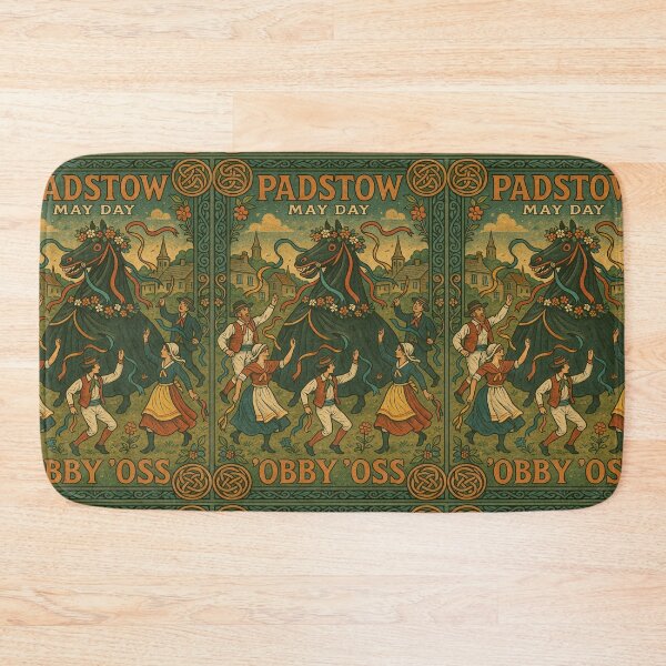 Item preview, Padstow May Day Obby Oss Vintage Cornish Folk Art Print designed and sold by Virelo.