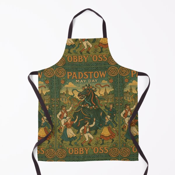 Item preview, Padstow May Day Obby Oss Vintage Cornish Folk Art Print designed and sold by Virelo.