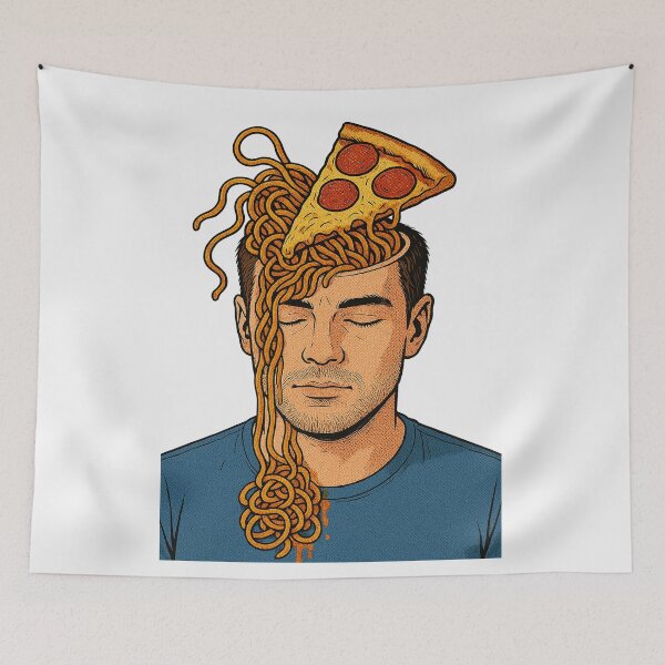 Item preview, Italian Brainrot Surreal Pop Art Explosion of Spaghetti and Pizza designed and sold by Virelo.