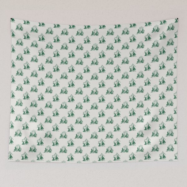 Item preview, Regencycore toile print - deep green on cream designed and sold by LittleBettyMakes.