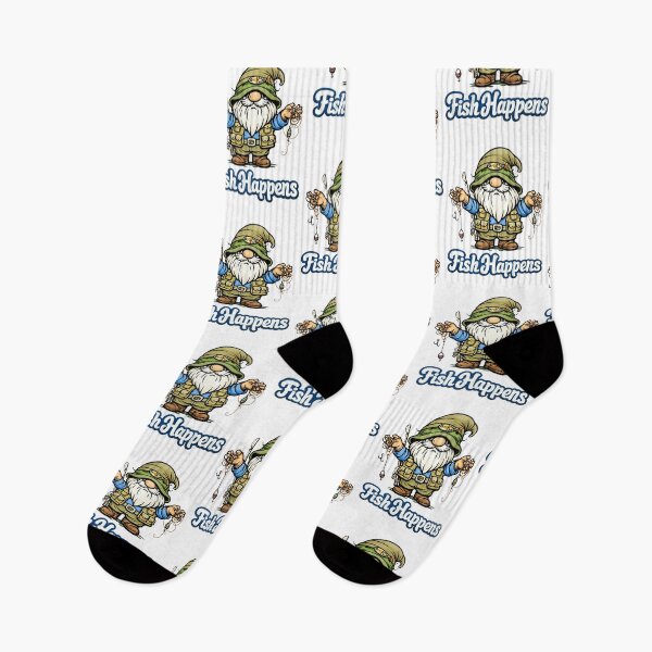 Item preview, Fish Happens – Funny Fishing Gnome Illustration designed and sold by Moriarty's Digital Visions.