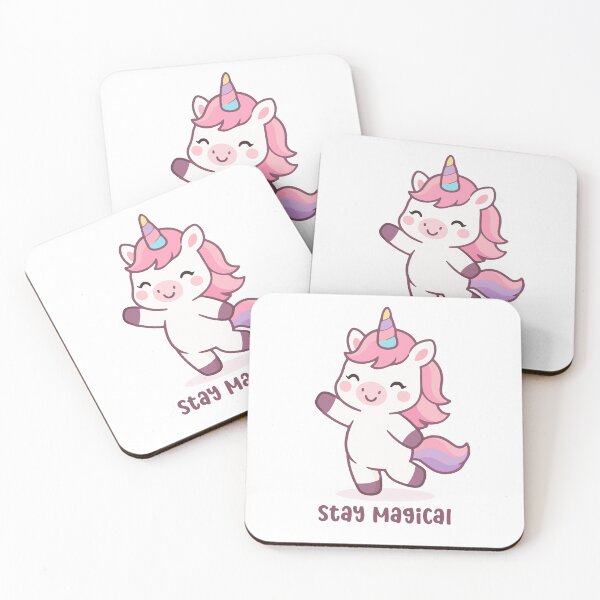 Item preview, Adorable Pastel Magical Unicorn Happy Jump Kawaii Art 'Stay Magical' designed and sold by stylishdzign.