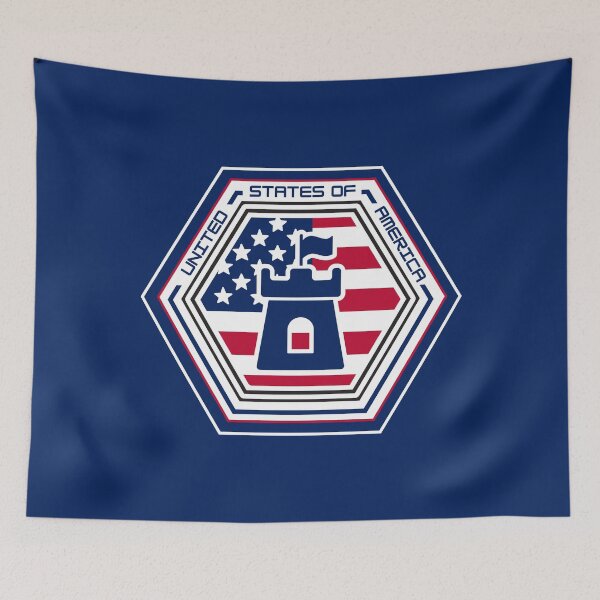 Item preview, United States of America Fortress Flag Hexagon Emblem – Patriotic Blue Castle Design for Veterans, Military Families, and Proud Americans designed and sold by GFamilyC.