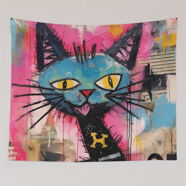 Item preview, Colorful Abstract Cat Painting Acrylic designed and sold by GiveMeMood.