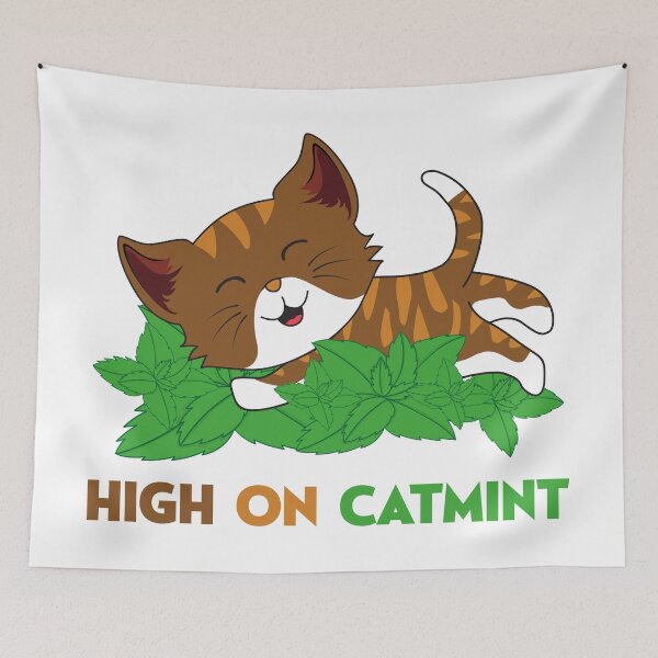 Item preview, High On Catmint Funny Nepeta Tabby Kitten designed and sold by SP Motif.