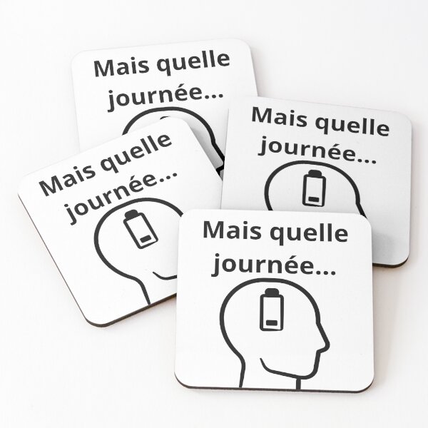 Item preview, But what a day – Funny French Quote with Low Battery Head Illustration designed and sold by Petit Baz’Art.