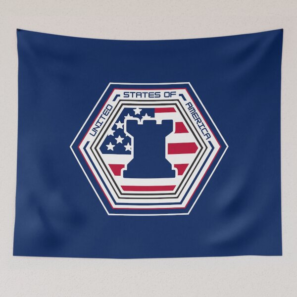 Item preview, United States of America Digital Fortress Hexagon Emblem – Patriotic Blue Tower Design for Veterans, Military Families, and Proud Americans designed and sold by GFamilyC.