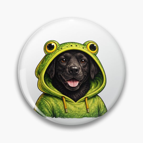 Item preview, Black Dog in Frog Themed Hoodie Streetwear Illustration designed and sold by Combat Skies.
