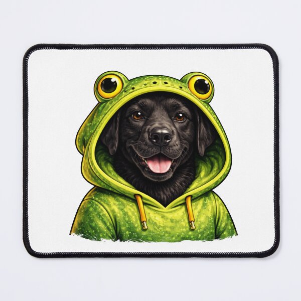 Item preview, Black Dog in Frog Themed Hoodie Streetwear Illustration designed and sold by Combat Skies.
