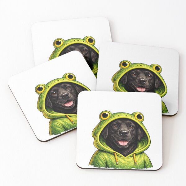 Item preview, Black Dog in Frog Themed Hoodie Streetwear Illustration designed and sold by Combat Skies.