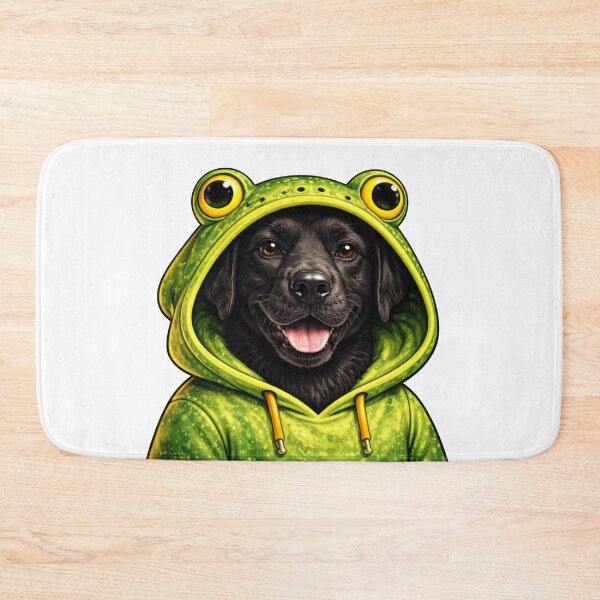 Item preview, Black Dog in Frog Themed Hoodie Streetwear Illustration designed and sold by Combat Skies.
