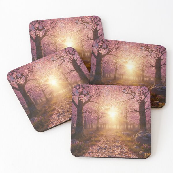 Item preview, Golden pathway beneath blooming cherry trees designed and sold by JuViRo.