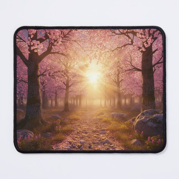 Item preview, Golden pathway beneath blooming cherry trees designed and sold by JuViRo.