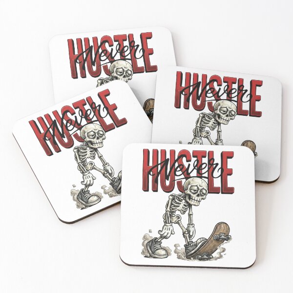 Item preview, Never Hustle | Sarcastic Skater Skeleton Anti-Motivational Art designed and sold by TeemadsOfficial.