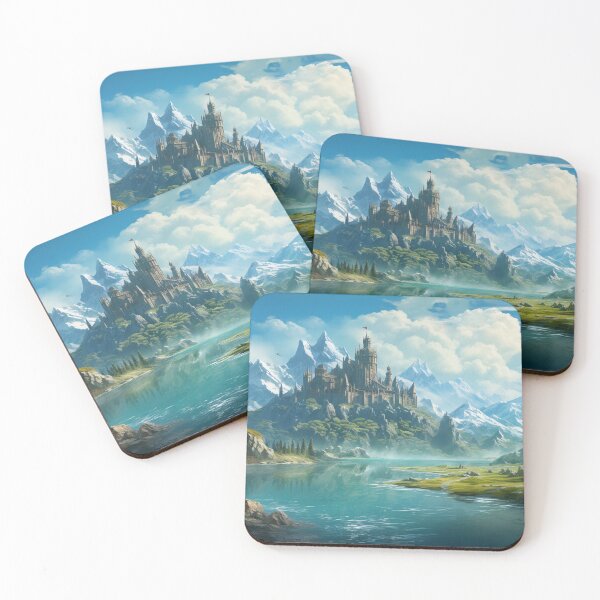 Item preview, Dragon Mountain Ancient Stronghold River Art designed and sold by GrinGalore.