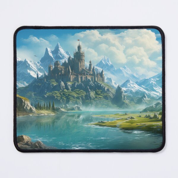 Item preview, Dragon Mountain Ancient Stronghold River Art designed and sold by GrinGalore.