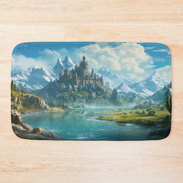 Item preview, Dragon Mountain Ancient Stronghold River Art designed and sold by GrinGalore.
