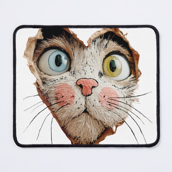 Item preview, Peeking Heart Cat – Cute Wide-Eyed Kitty With Heterochromia designed and sold by olenadykun.ai.