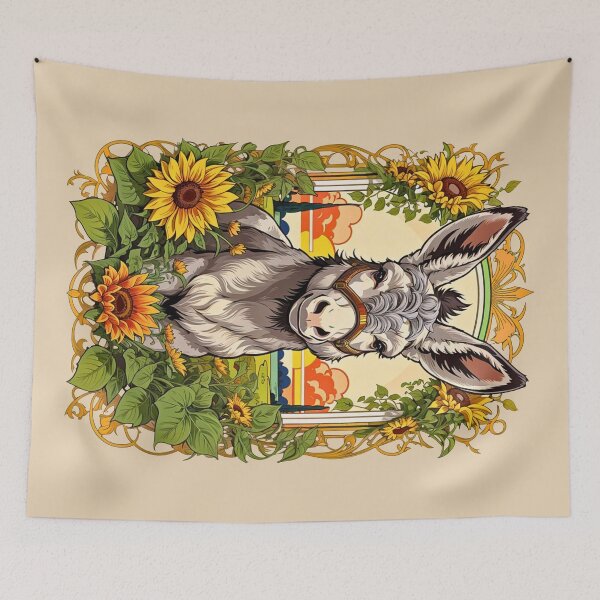 Item preview, Cottagecore Donkey Art Nouveau Vintage Botanical Illustration Print designed and sold by BorgSpareParts.