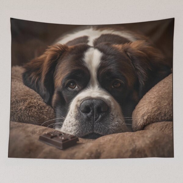 Item preview, Saint Bernard_Chocolate Day Cozy Dog Portrait | ArtivaNest Pet Verse Debut designed and sold by ArtivaNest.