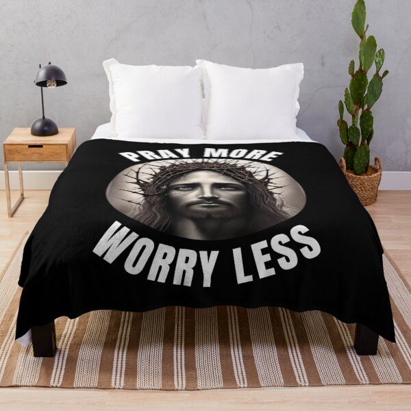 Item preview, Pray More Worry Less Jesus Love God Christian Faith Bible Church Cross Resurrection Easter designed and sold by DogLover332.
