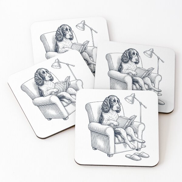Item preview, Vintage English Springer Spaniel Read Book Dog Mom Dad designed and sold by DoodleTortle.