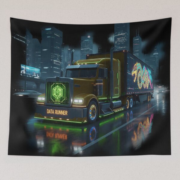 Item preview, Futuristic Cyberpunk Semi Truck Star Hauler Art designed and sold by BounoWorld.