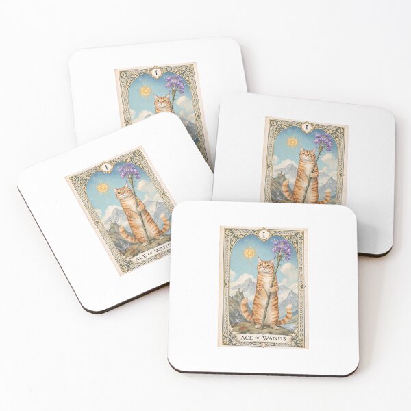 Item preview, Ace of Wands Cat Tarot Card Vintage Art designed and sold by PictorialWhimsy.
