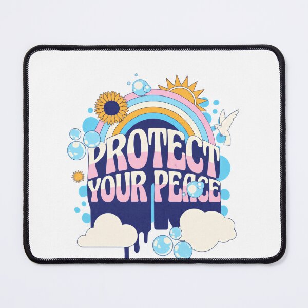 Item preview, Protect Your Peace Retro Rainbow Clouds designed and sold by SkeletonsDanger.