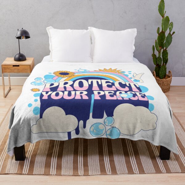 Item preview, Protect Your Peace Retro Rainbow Clouds designed and sold by SkeletonsDanger.