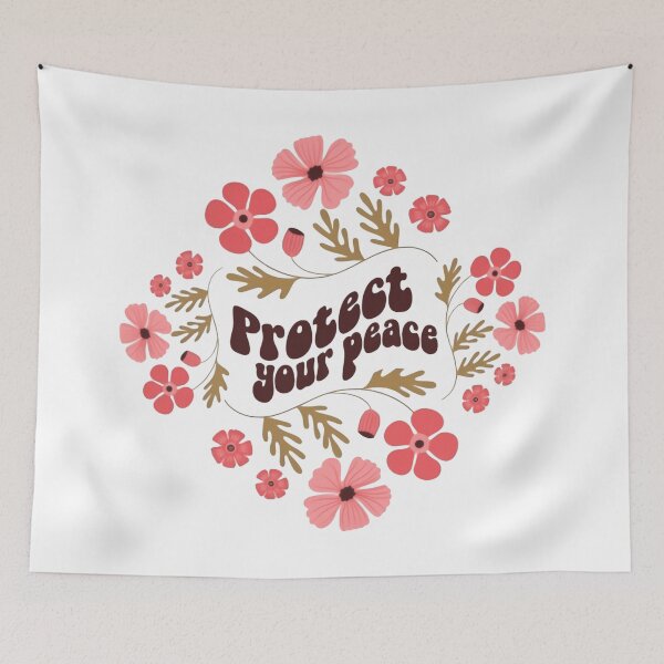 Item preview, Protect Your Peace Pink Floral Wreath designed and sold by SkeletonsDanger.