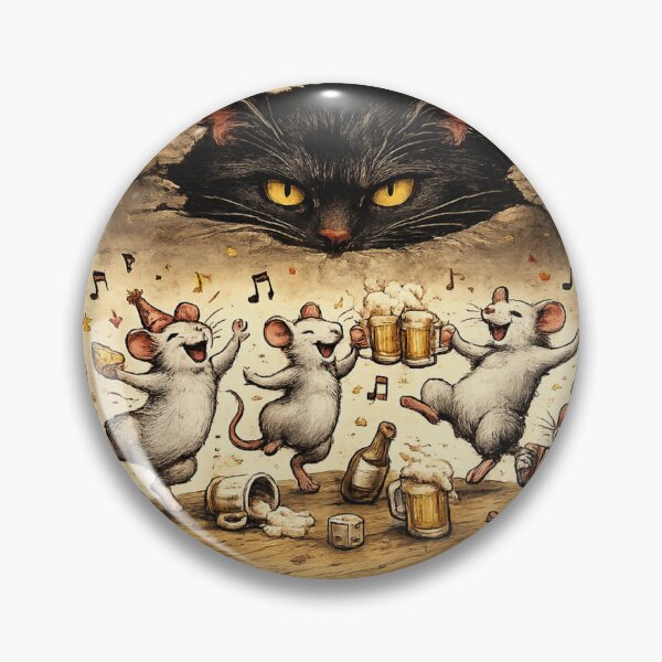 Item preview, Als de kat van huis is dansen de muizen op tafel – realistische illustratie designed and sold by Cleora Art .