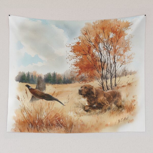 Item preview, Irish Setter in the Field – Pheasant Hunting Elegance designed and sold by TammyHunterArt.