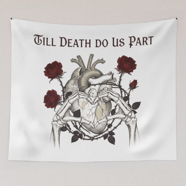 Item preview, Till Death Do Us Part - Gothic Anatomical Heart & Skeleton Hands designed and sold by Nordic Echo.