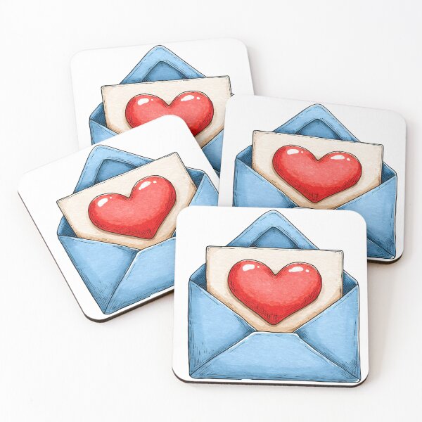 Item preview, Love Letter Heart Envelope Saint Valentine's Day - Cute Blue Envelope Red Heart Art Print designed and sold by DesignArtist.ia.