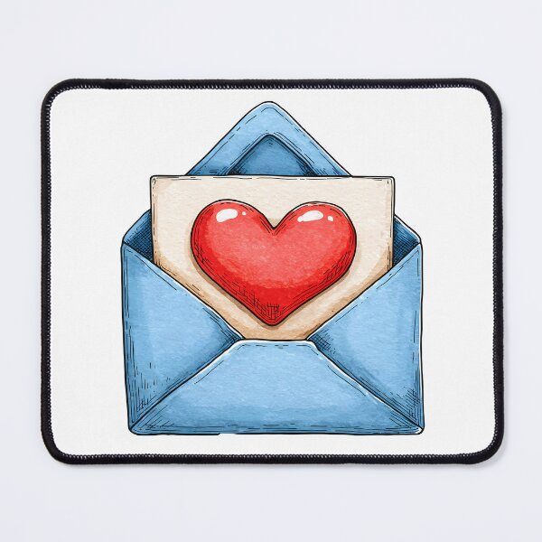 Item preview, Love Letter Heart Envelope Saint Valentine's Day - Cute Blue Envelope Red Heart Art Print designed and sold by DesignArtist.ia.