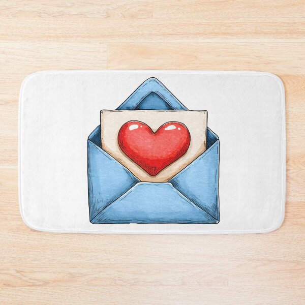 Item preview, Love Letter Heart Envelope Saint Valentine's Day - Cute Blue Envelope Red Heart Art Print designed and sold by DesignArtist.ia.