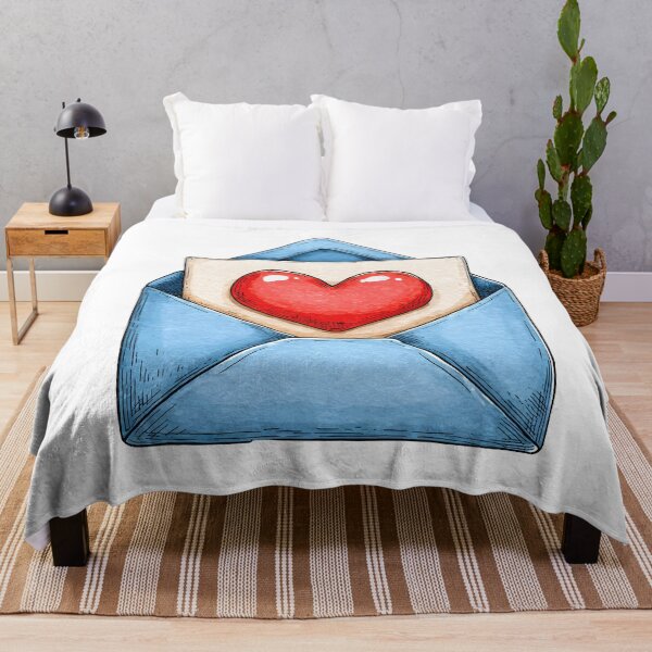Item preview, Love Letter Heart Envelope Saint Valentine's Day - Cute Blue Envelope Red Heart Art Print designed and sold by DesignArtist.ia.