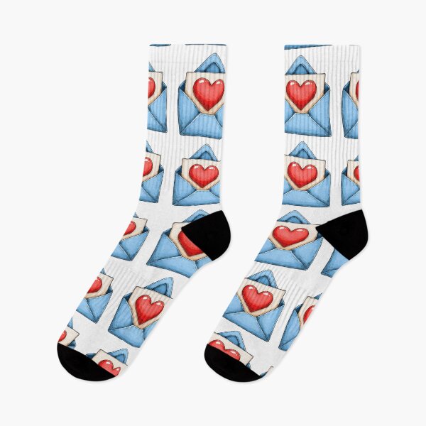 Item preview, Love Letter Heart Envelope Saint Valentine's Day - Cute Blue Envelope Red Heart Art Print designed and sold by DesignArtist.ia.