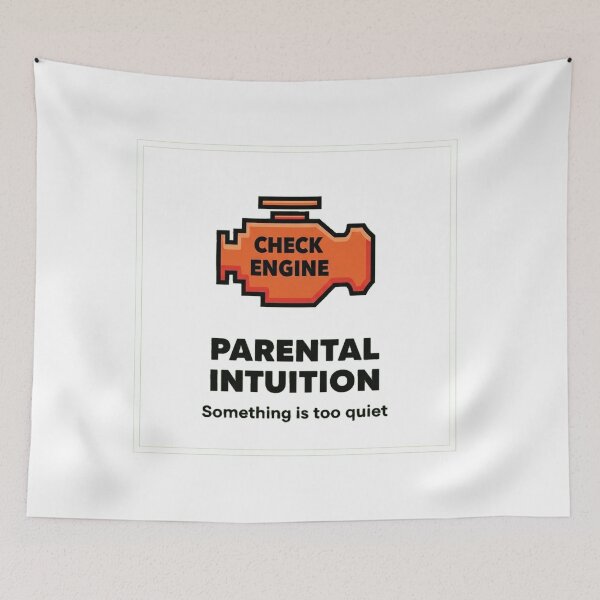 Item preview, Check Engine Light Parental Intuition Funny Too Quiet Toddler Sticker designed and sold by  Side Quest Studio.