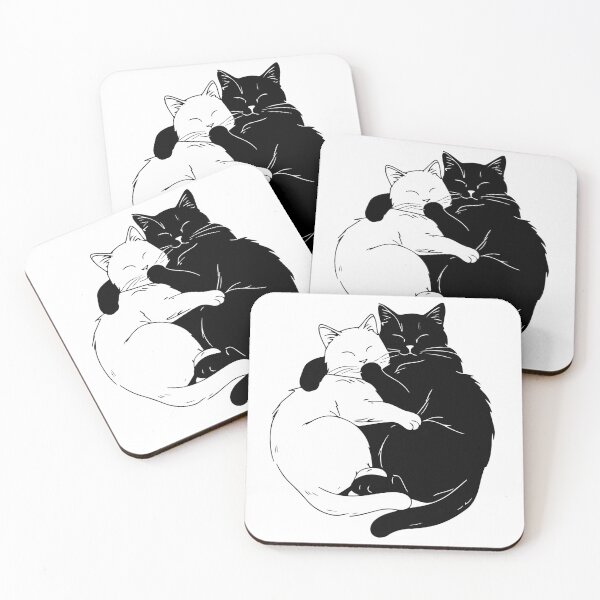 Item preview, Two cats white and black hugging  designed and sold by AnnaHolyph.