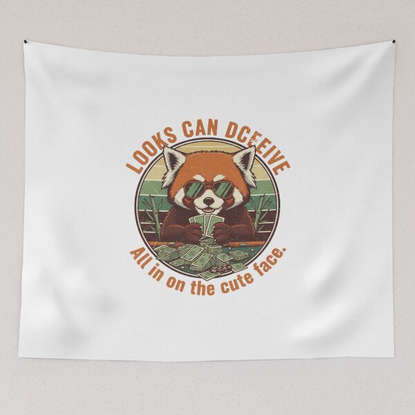 Item preview, Funny Red Panda Gambler – Looks Can Deceive Retro 90s Vintage Art designed and sold by FakeJoo.