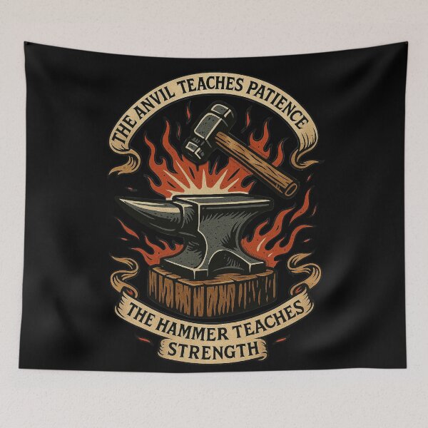 Item preview, The Anvil Teaches Patience The Hammer Teaches Strength designed and sold by Virelo.