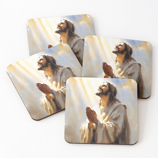Item preview, Jesus Praying Under Rain Heavenly Glow Christian Faith Art designed and sold by stylishdzign.