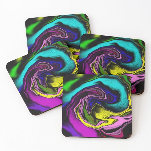Item preview, Colors Flow abstract pattern black yellow pink blue designed and sold by Susanna Schorr.