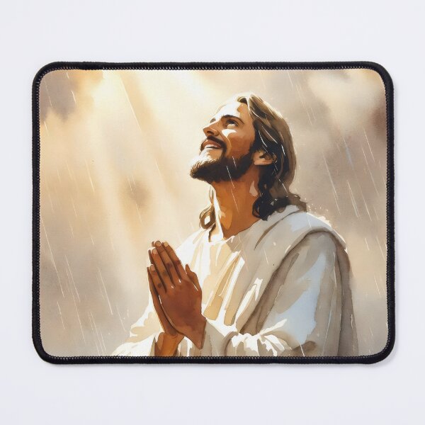 Item preview, Jesus Praying Under Rain Heavenly Glow Christian Faith Art designed and sold by stylishdzign.