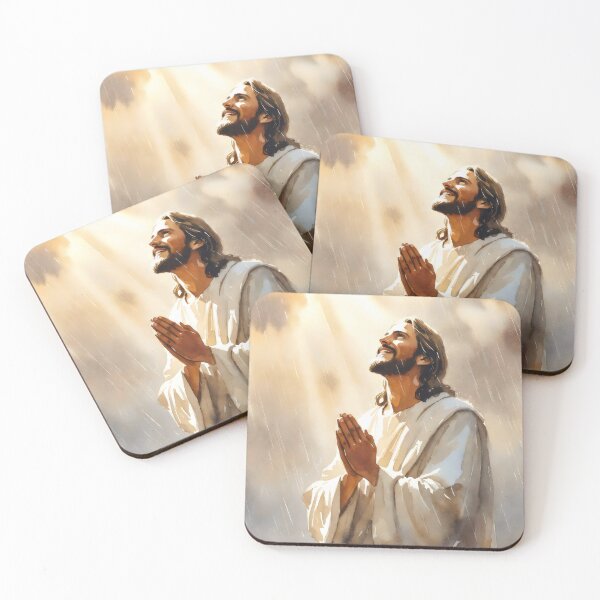 Item preview, Jesus Praying Under Rain Heavenly Glow Christian Faith Art designed and sold by stylishdzign.