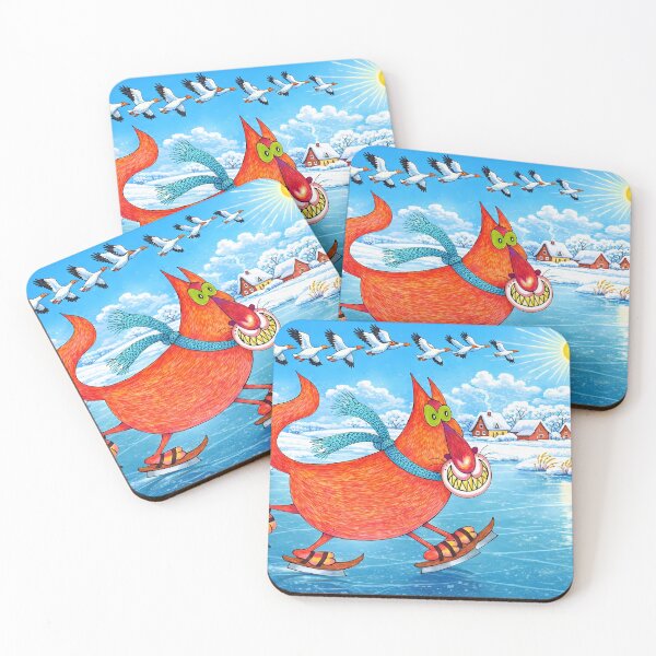 Item preview, Whimsical Skating Cat and Flying Geese designed and sold by cuprum.