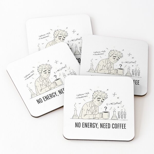 Item preview, No Energy, Need Coffee – Funny Science & Coffee Illustration designed and sold by Fun-and-joy.