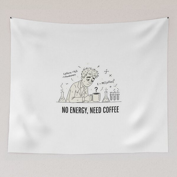 Item preview, No Energy, Need Coffee – Funny Science & Coffee Illustration designed and sold by Fun-and-joy.